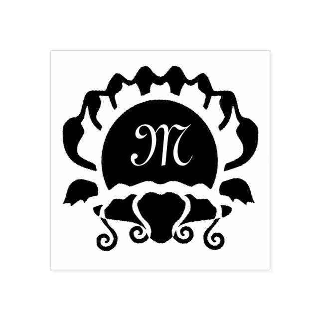 Monogramm der schwarzen Clam-Silhouette Gummistempel (Prägung)