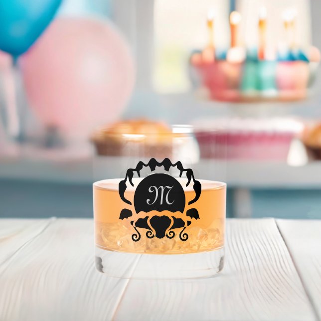 Monogramm der schwarzen Clam-Silhouette Whiskyglas (Insitu (Baby Party))