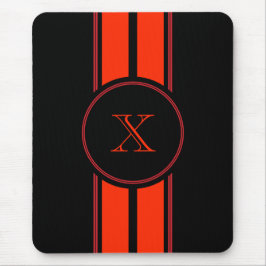 Monogramm der schwarzen roten Streifen Mousepad