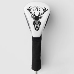 Monogramm der schwarzen Stag-Silhouette Golf Headcover