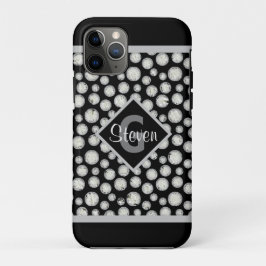 Monogramm der schwarzen und grauen Polka-Dots Case-Mate iPhone Hülle