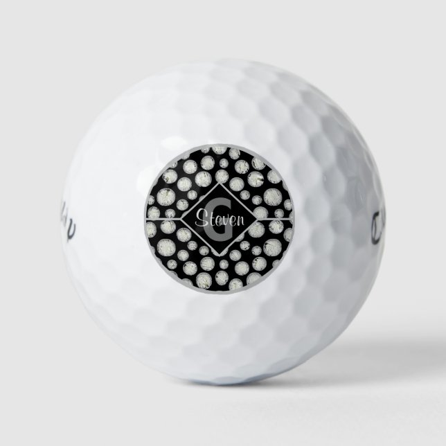 Monogramm der schwarzen und grauen Polka-Dots Golfball (Vorderseite)