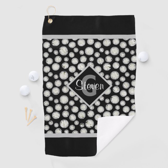 Monogramm der schwarzen und grauen Polka-Dots Golfhandtuch (Insitu)