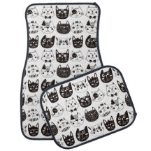 Monogramm der schwarzen und weißen Katzen