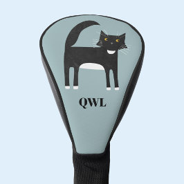 Monogramm der schwarzen und weißen Tuxedo-Katze Golf Headcover
