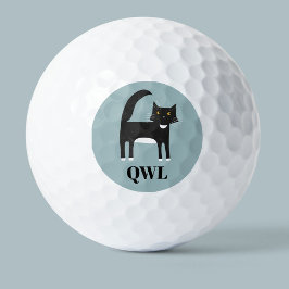 Monogramm der schwarzen und weißen Tuxedo-Katze Golfball