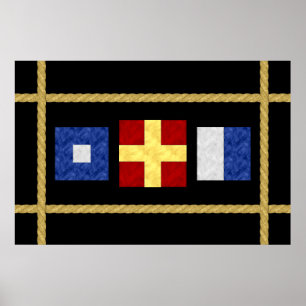 Monogramm der Seesignalflagge für Wasserfarben Poster