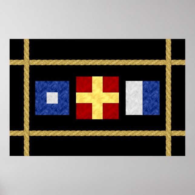Monogramm der Seesignalflagge für Wasserfarben Poster (Vorne)