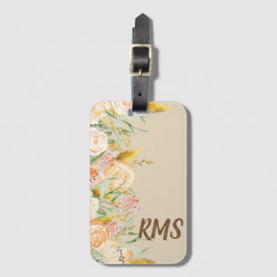 Monogramm der seitlichen floralen Grenze Gepäckanhänger