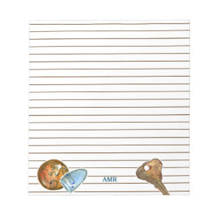 Monogramm der Tasten zum Aufspüren von Metallschät Notizblock