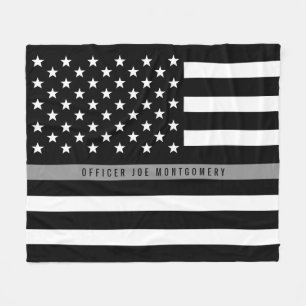 Monogramm der Thin-Graulinie-Flagge Fleecedecke