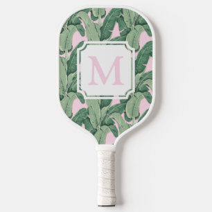 Monogramm der tropischen Bananen-Blätter   Streife Pickleball Schläger