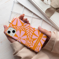 Monogramm der tropischen Blume Rosa und Orange