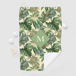 Monogramm der tropischen Palm-Blätter Golfhandtuch