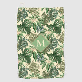 Monogramm der tropischen Palm-Blätter Golfhandtuch
