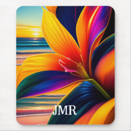 Monogramm der tropischen Paradise-Blume Mousepad