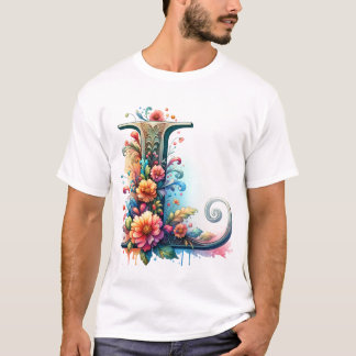 Monogramm der verzierten Blüte "J" T-Shirt