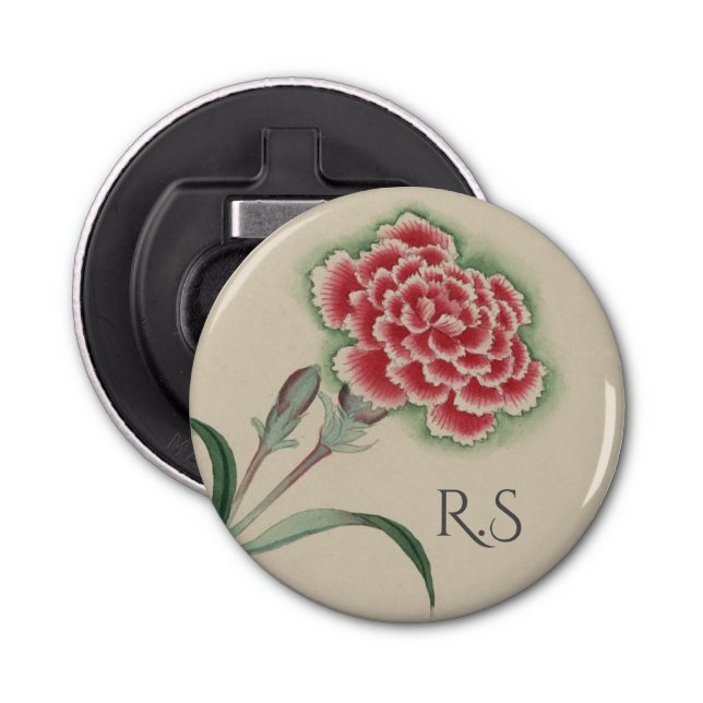 Monogramm der Vintagen Aquarellfarben-Blume Flaschenöffner (Vorderseite)