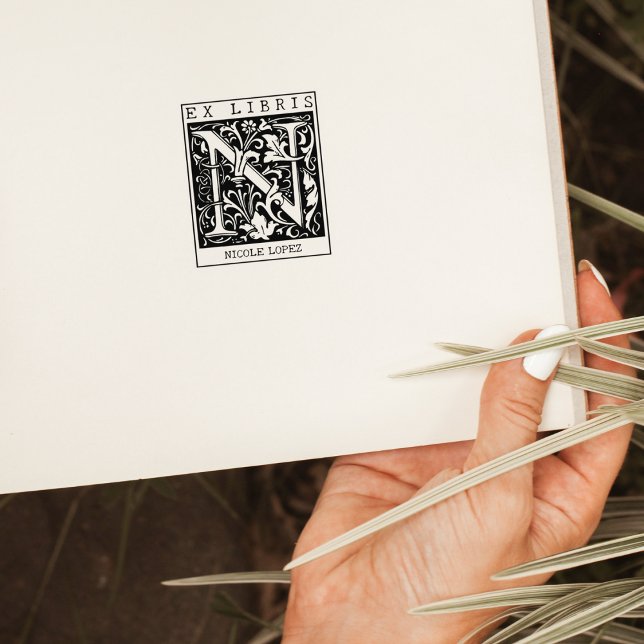 Monogramm der Vintagen Blume Briefbuch Ex Libris Gummistempel (Von Creator hochgeladen)