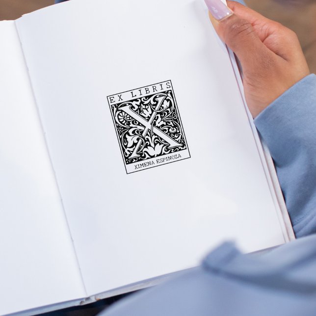 Monogramm der Vintagen Blume Briefbuch Ex Libris Gummistempel (Von Creator hochgeladen)