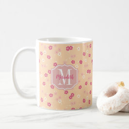Monogramm der Vintagen Blumenrosa Kaffeetasse