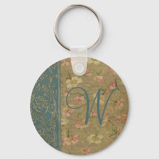 Monogramm der Vintagen Buchdeckung Schlüsselanhänger (Vorderseite)