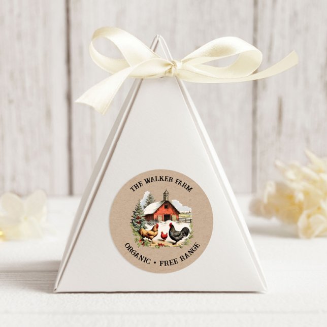 Monogramm der Vintagen Hühnerfarm Runder Aufkleber (Von Creator hochgeladen)