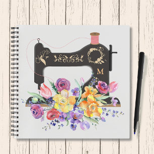 Monogramm der Vintagen Nähmaschine für Flora und Notizbuch