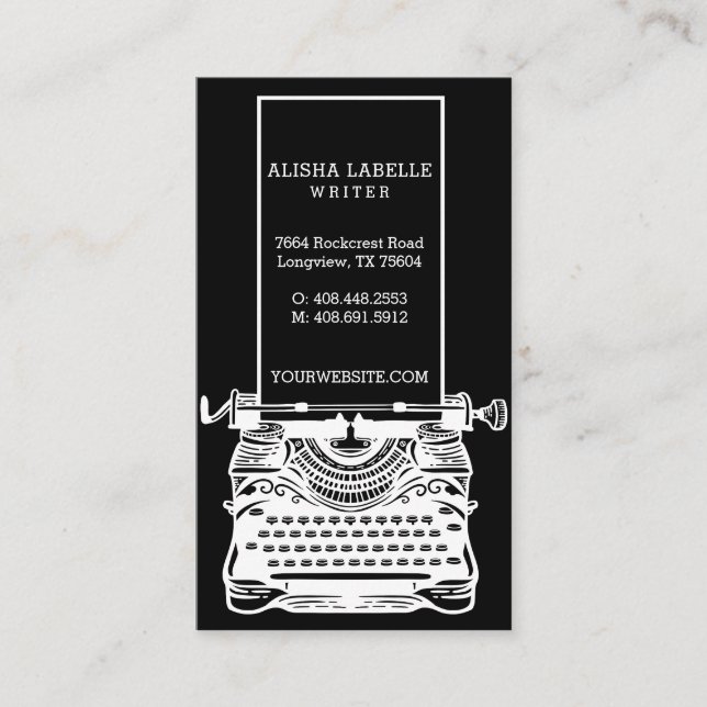 Monogramm der Vintagen Schwarzweiß-Antike-Schreibm Visitenkarte (Vorderseite)