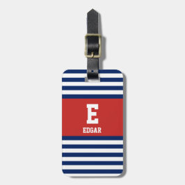 Monogramm der weißen Streifen der Nautik Gepäckanhänger