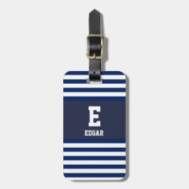 Monogramm der weißen Streifen der Nautik Gepäckanhänger