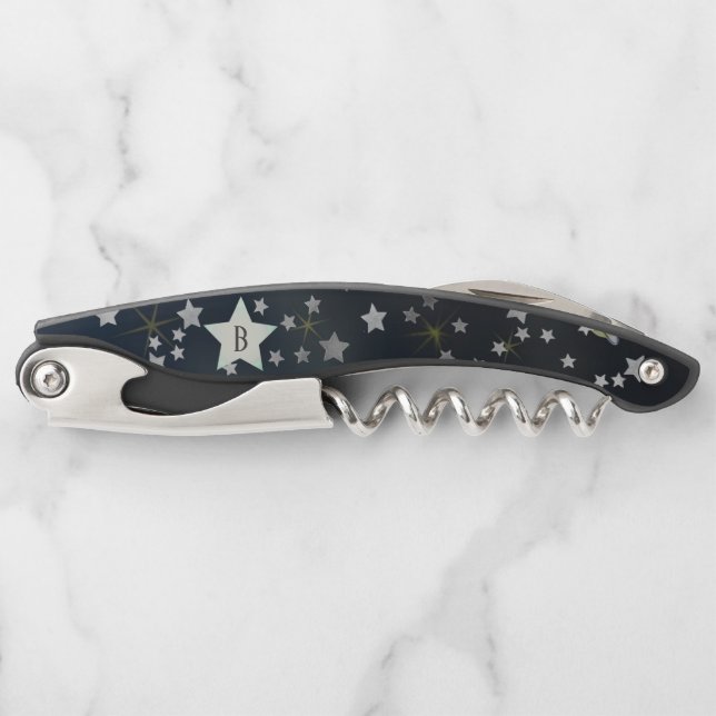 Monogramm der Whimsical Space Galaxy Stars Kellnermesser (Vorderseite)