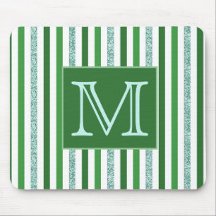 Monogramm des aktuellen grünen Silberstreifen-Glit Mousepad