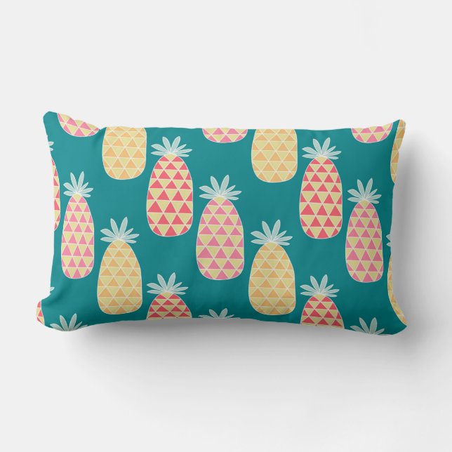 Monogramm des Ananas-Gekritzel-Muster-| Lendenkissen (Vorderseite)