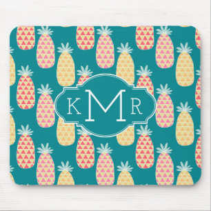 Monogramm des Ananas-Gekritzel-Muster-  Mousepad