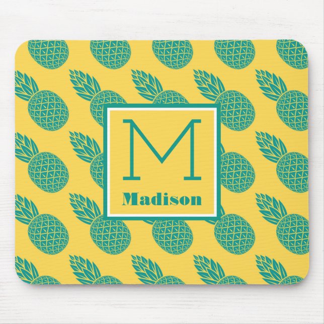 Monogramm des Ananas-Muster-| Mousepad (Vorne)