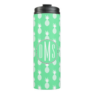 Monogramm des Ananas-tadelloses Muster-  Thermosbecher