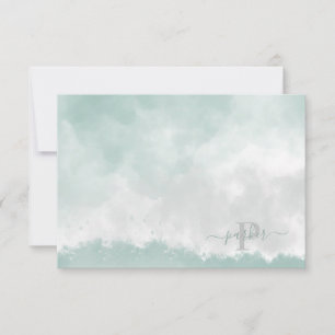 Monogramm des Anfangsnamens "Grüne Wasserfarbe" Dankeskarte