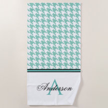 Monogramm des aquamarinen Hahnentrittmusters