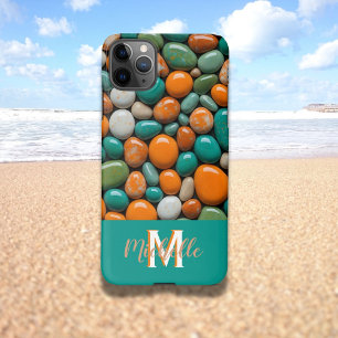 Monogramm des Aquamarinen Steins iPhone 11Pro Max Hülle