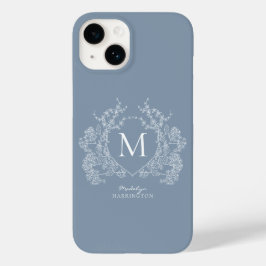 Monogramm des blauen blauen Wappen Case-Mate iPhone 14 Hülle