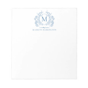 Monogramm des blauen blauen Wappen Notizblock