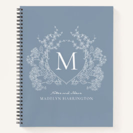 Monogramm des blauen blauen Wappen Notizbuch