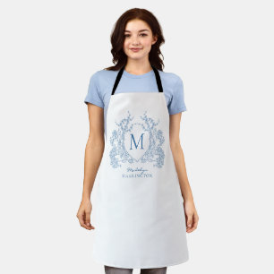 Monogramm des blauen blauen Wappen Schürze