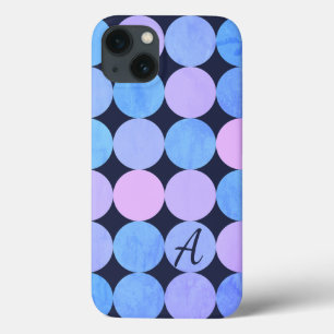 Monogramm des blauen Lila und rosa Kreises iPhone 13 Hülle