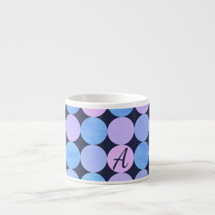 Monogramm des blauen Lila und rosa Kreises Espressotasse