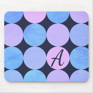 Monogramm des blauen Lila und rosa Kreises Mousepad