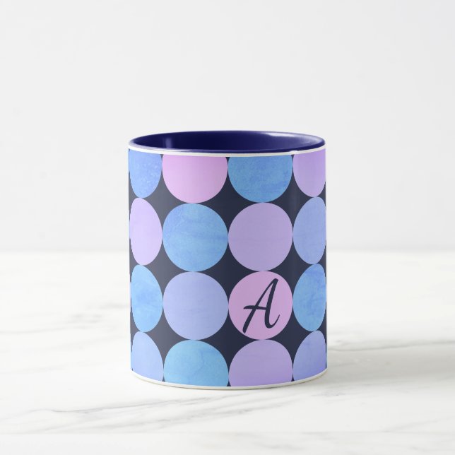 Monogramm des blauen Lila und rosa Kreises Tasse (Zentrum)