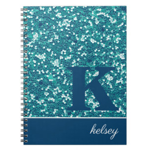 Monogramm des blauen Sparkus-Glitzer Notizblock