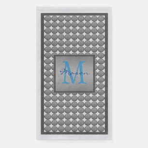 Monogramm des blauen und grauen Polka-Dot-Musters Serviette